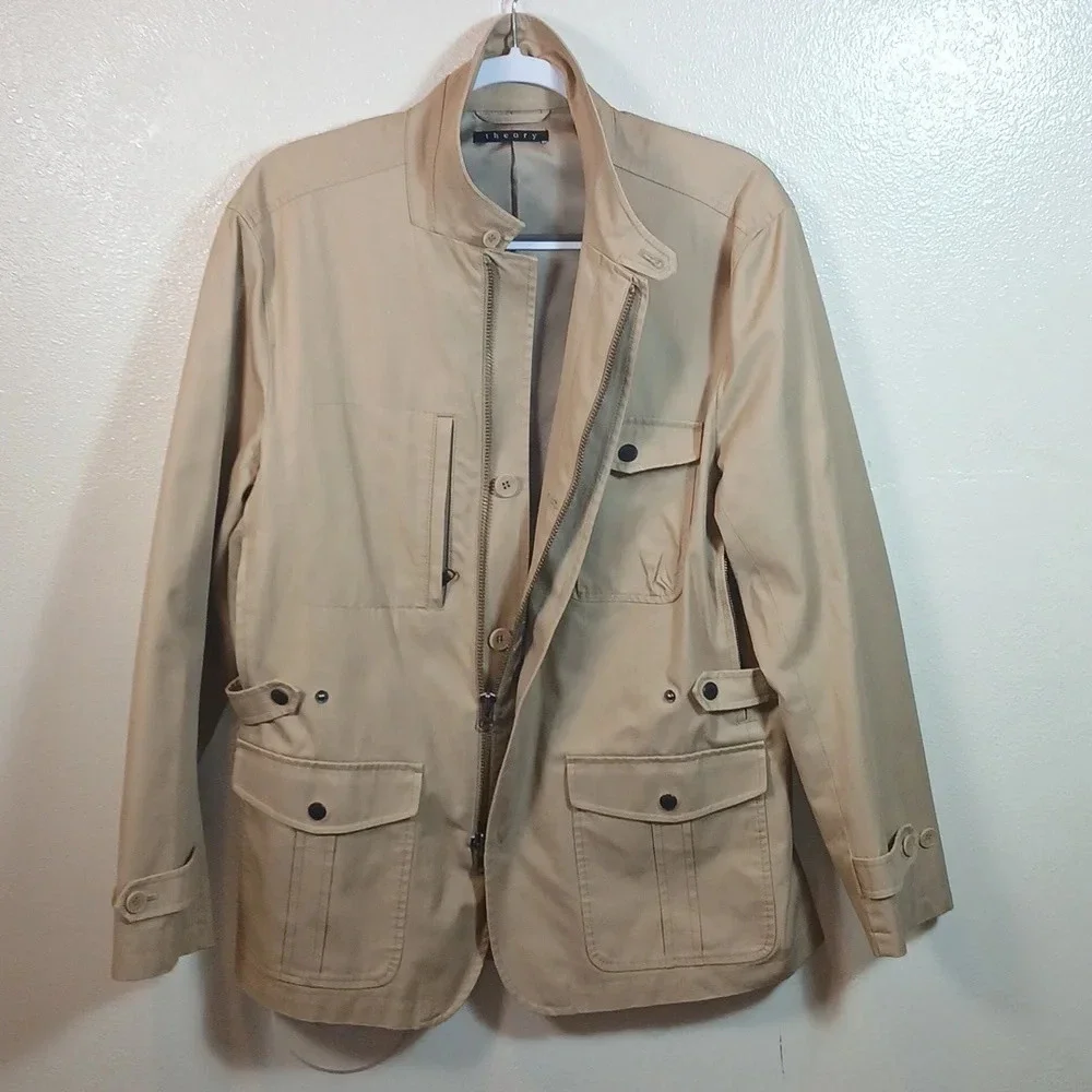 Theory Men’s Tan Zaken Raleigh Safari Jacket in tan size Large